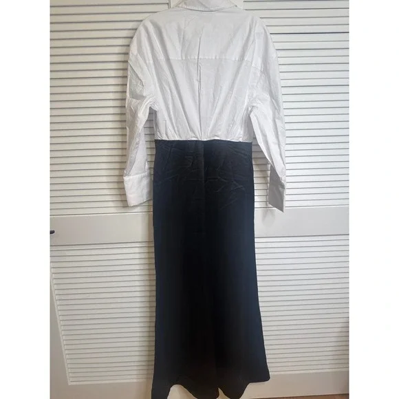 STAUD Nile Dress Black White Button Up Maxi Shirt Dress Bran New - Picture 11 of 11